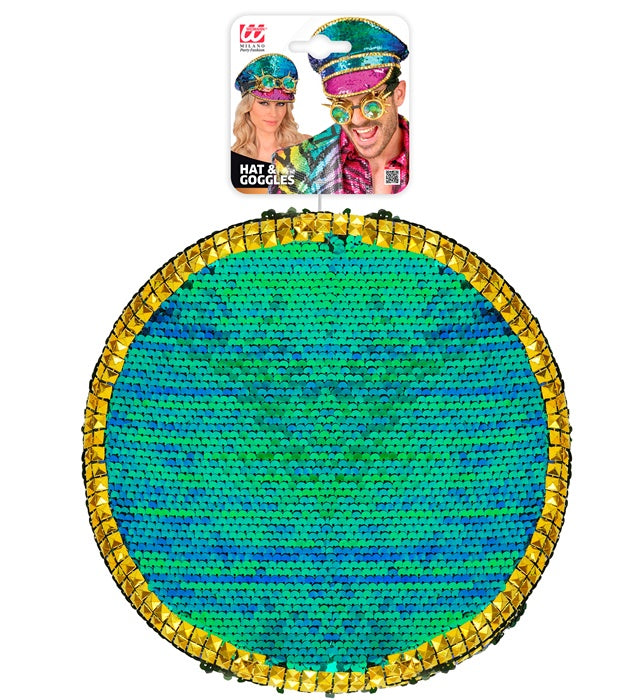 Hat Festival Studded With Spiked Kaleidoscopic Goggles Sequin Multicolor 