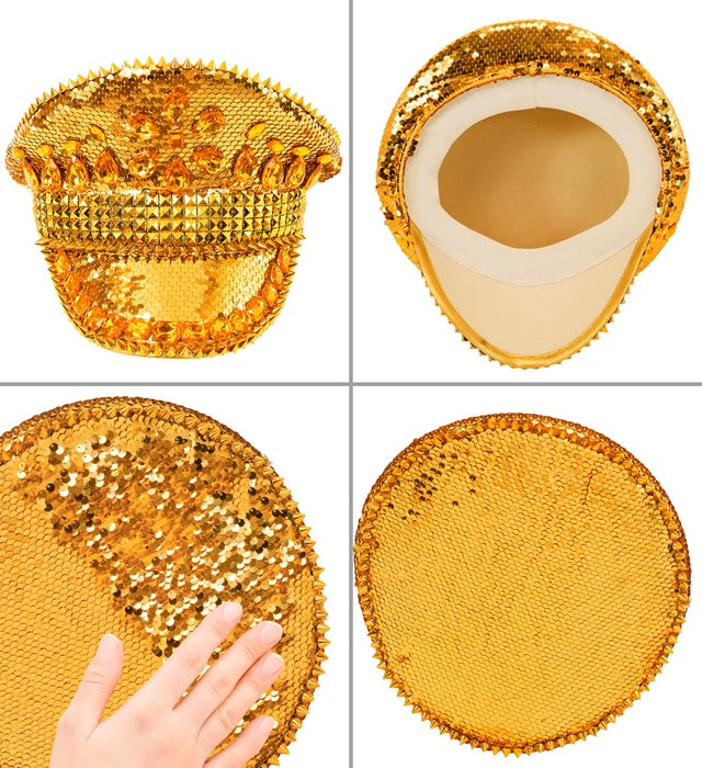 Hat Festival Studded With Jewels Sequin Gold 