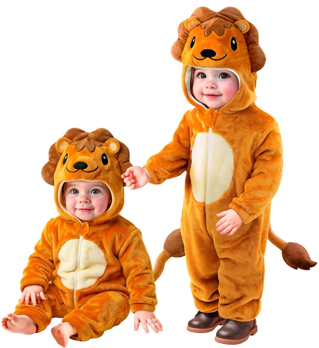 Lion Plush Velvet  Hooded Jumpsuit 