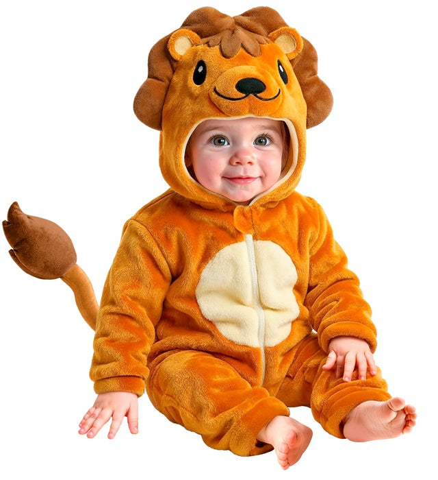 Lion Plush Velvet  Hooded Jumpsuit 