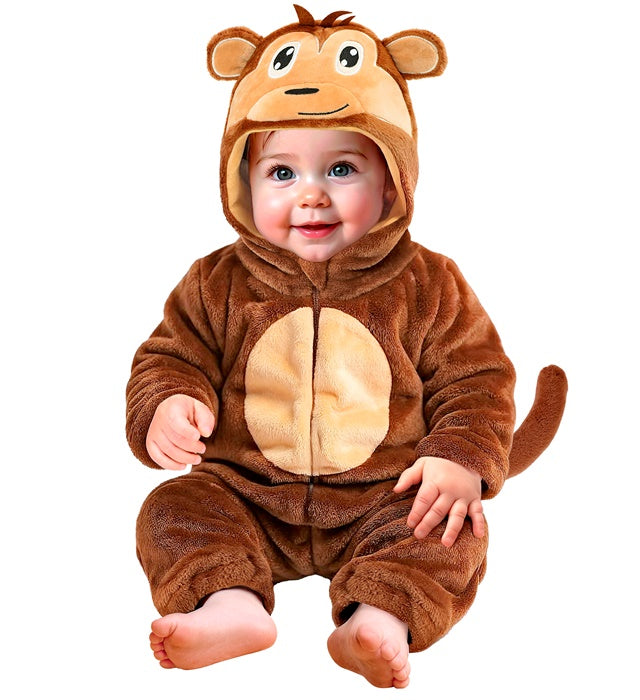 Monkey Plush Velvet  Hooded Jumpsuit 
