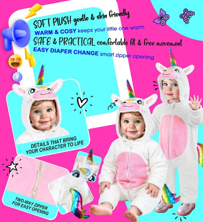 Unicorn Plush Velvet  Hooded Jumpsuit 