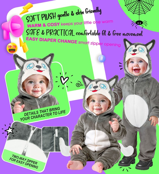Husky Plush Velvet  Hooded Jumpsuit 