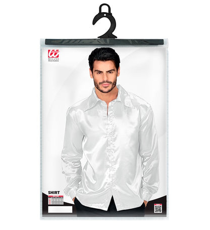 Satin White 70S Disco Shirt