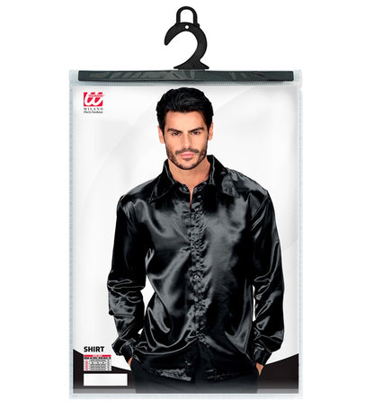 Satin Black 70S Disco Shirt