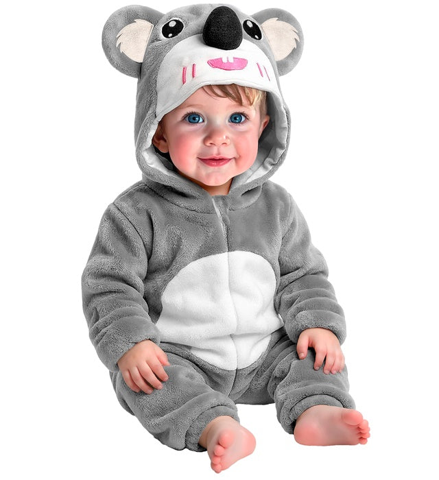 Koala Plush Velvet  Hooded Jumpsuit 