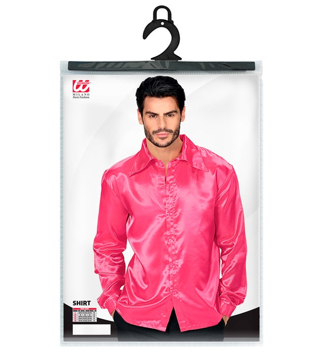 Satin Pink 70S Disco Shirt