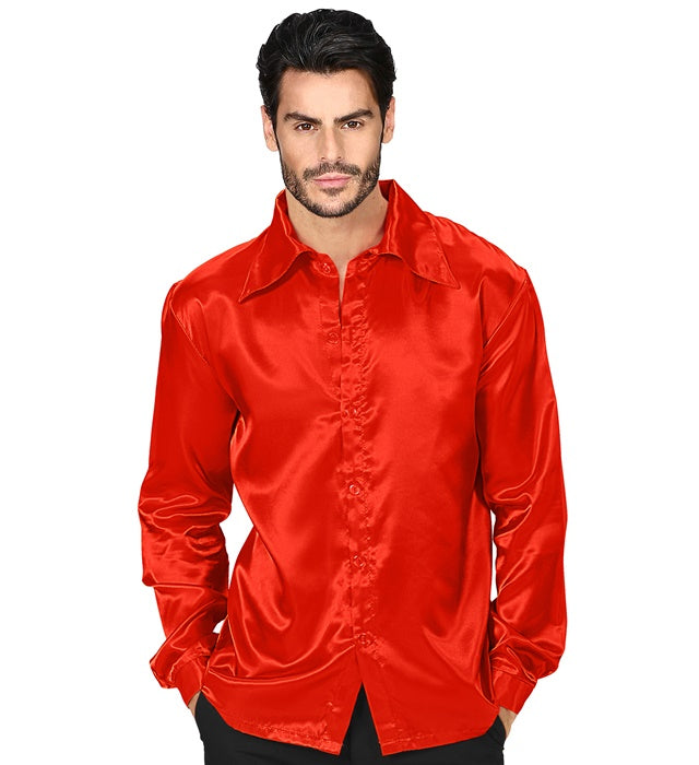 Satin Red 70S Disco Shirt