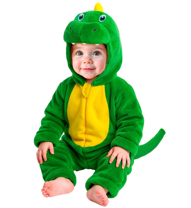 Dinosaur Plush Velvet  Hooded Jumpsuit 