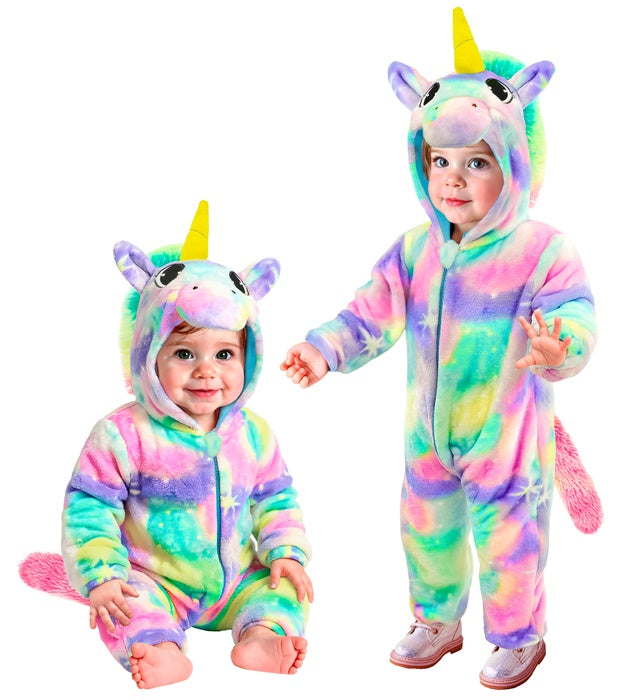 Unicorn Plush Velvet Rainbow  Hooded Jumpsuit 