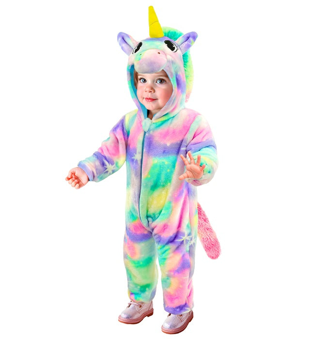 Unicorn Plush Velvet Rainbow  Hooded Jumpsuit 
