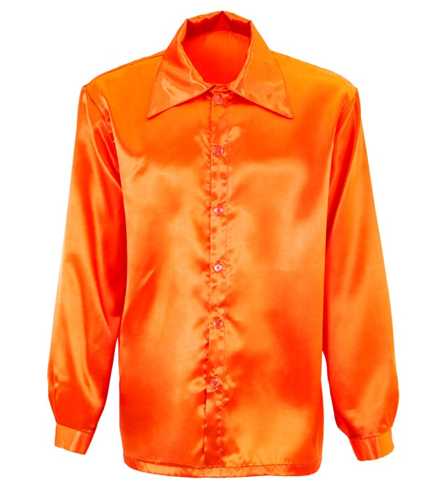 Satin Orange 70S Disco Shirt
