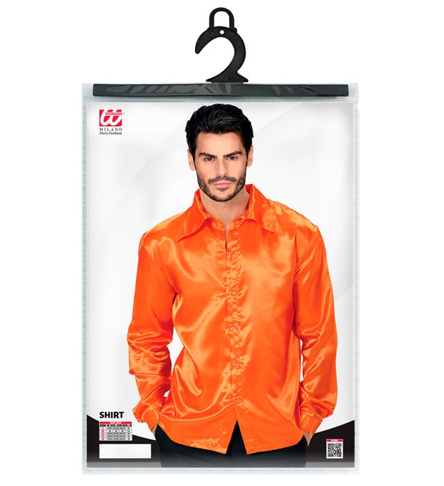 Satin Orange 70S Disco Shirt