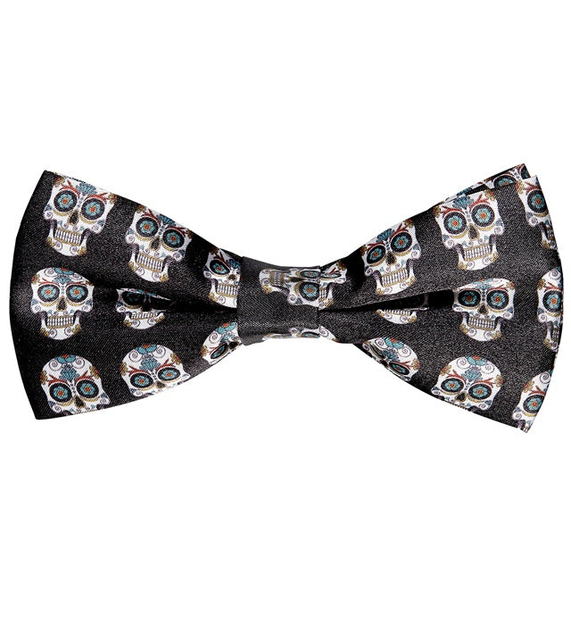 Adjustable Satin Dia De Los Muertos Bow Tie