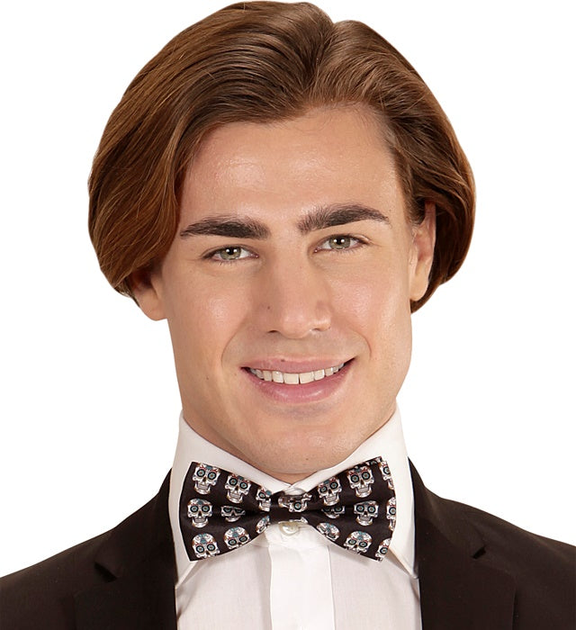 Adjustable Satin Dia De Los Muertos Bow Tie