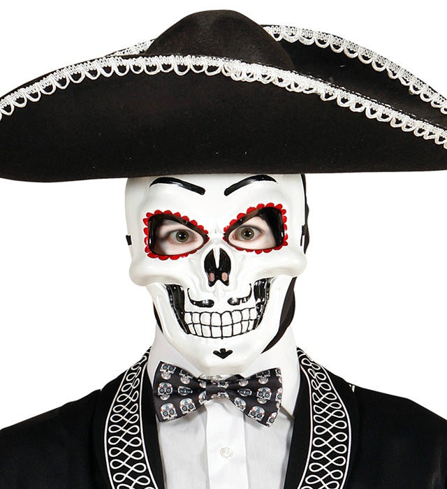 Adjustable Satin Dia De Los Muertos Bow Tie