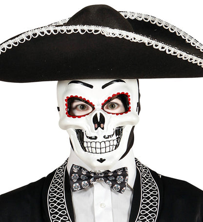 Adjustable Satin Dia De Los Muertos Bow Tie