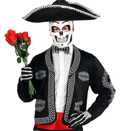 Adjustable Satin Dia De Los Muertos Bow Tie