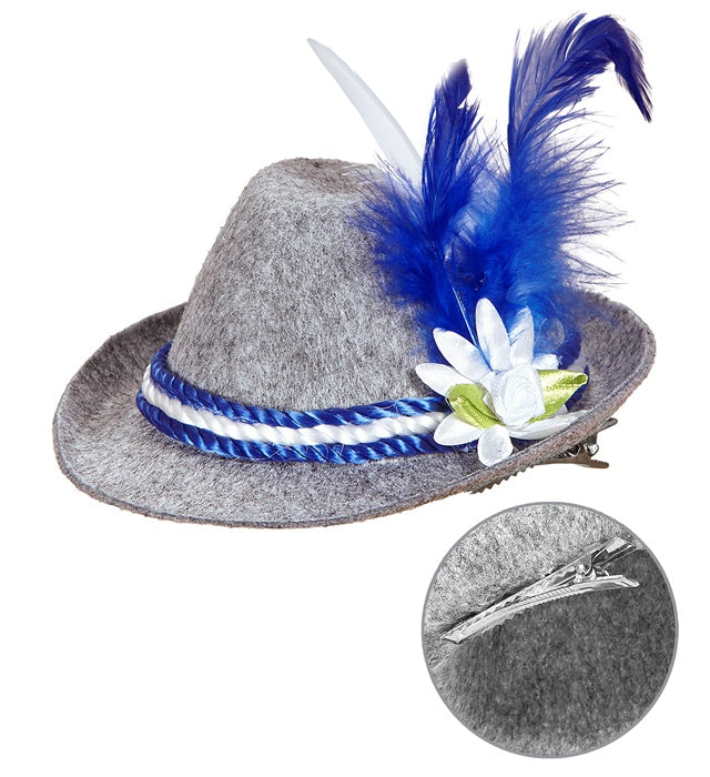 Felt Mini Bavarian Fedora With Edelweiss & Feathers