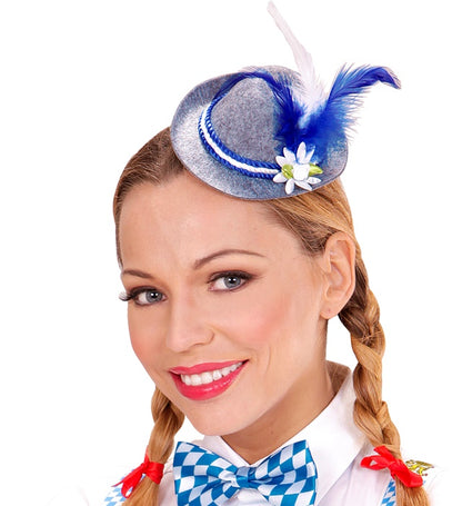 Felt Mini Bavarian Fedora With Edelweiss & Feathers