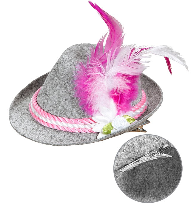 Felt Mini Bavarian Fedora With Edelweiss & Feathers