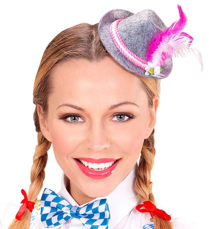 Felt Mini Bavarian Fedora With Edelweiss & Feathers