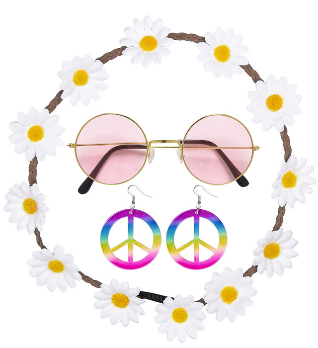 Hippie  Flower Headband, Earrings, Glasses 