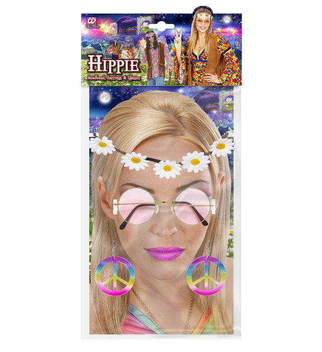 Hippie  Flower Headband, Earrings, Glasses 