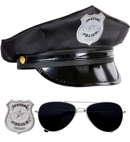 Police Officer Set  Hat, Glasses, Badge 