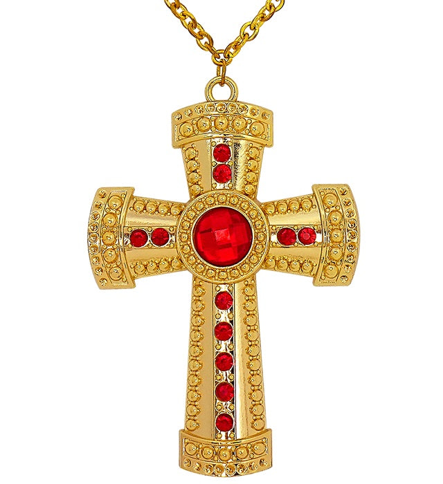 Gold Cross Necklace With Gems