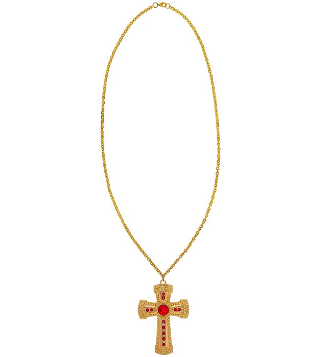 Gold Cross Necklace With Gems