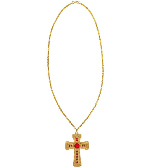 Gold Cross Necklace With Gems