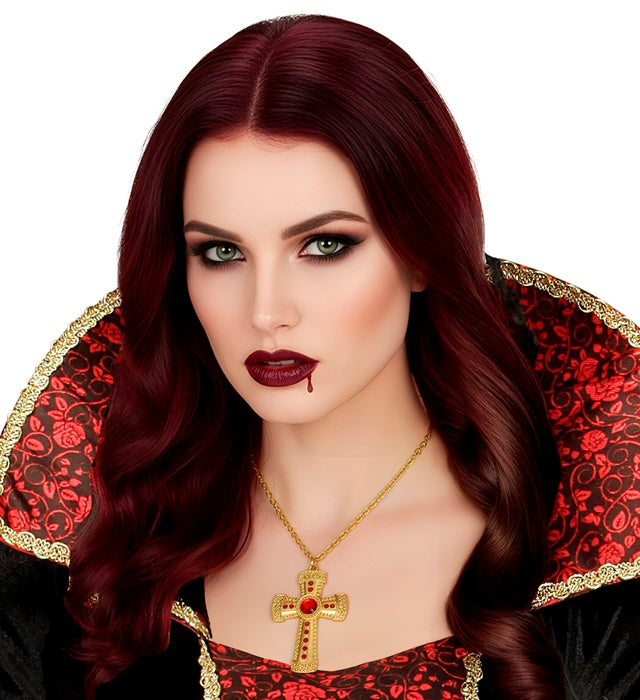 Gold Cross Necklace With Gems