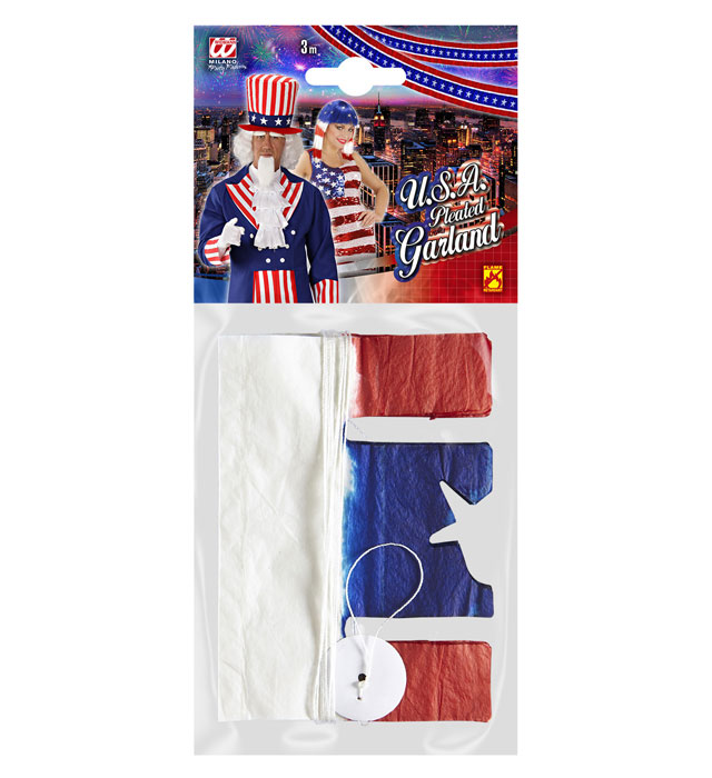 U.S.A. Pleated Garland 3 M - Flame Retardant