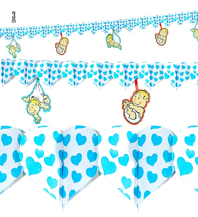 Printed Azure Hearts Garland Withbabies 3 M