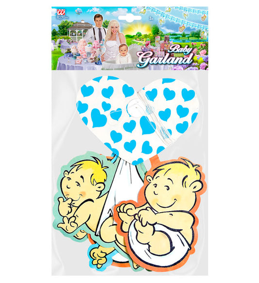 Printed Azure Hearts Garland Withbabies 3 M