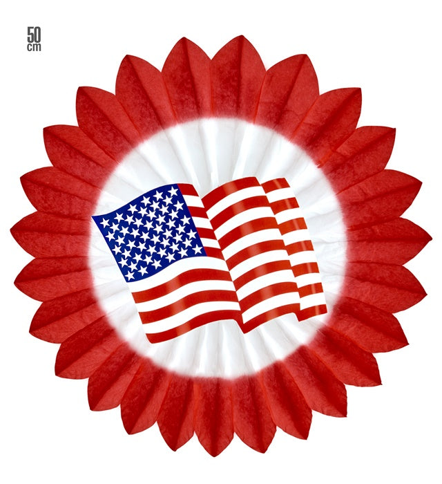 Red U.S.A. Flag Paper Fan 50 Cm