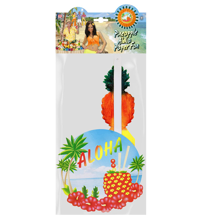Pineapple Aloha Paper Fan 60 Cm