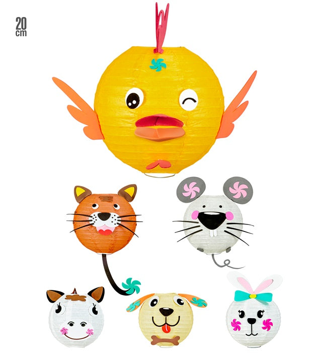 Animal Lampion Ø 20 Cm - 6 Styles Ass.