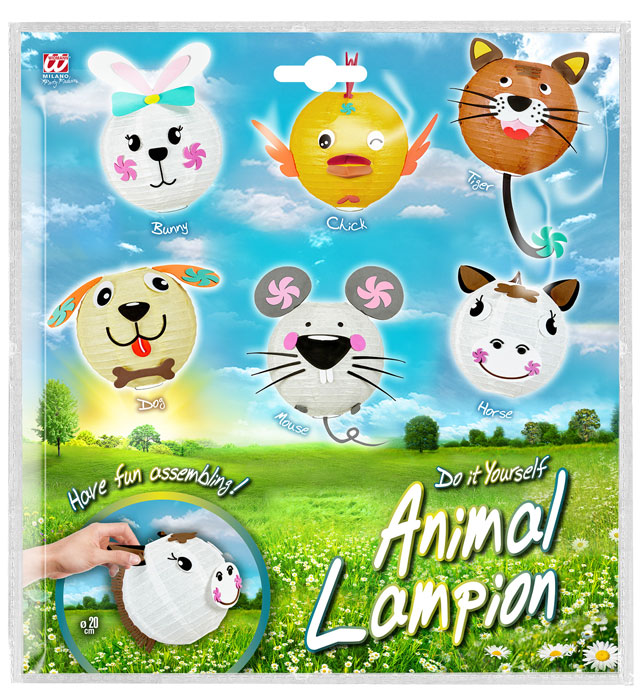 Animal Lampion Ø 20 Cm - 6 Styles Ass.