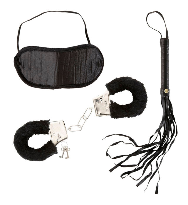 Dominatrix Set  Hancuffs With Plush, Blindfold, Whip 
