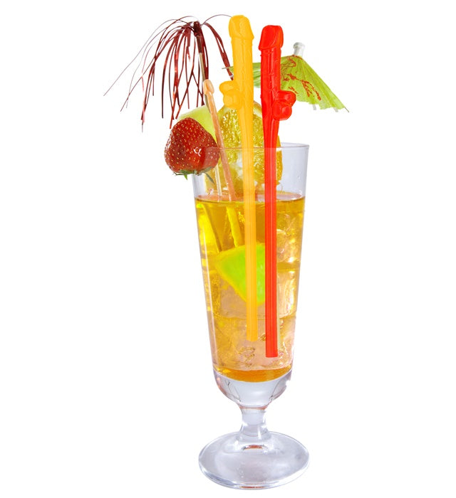 Set Of 6 Colored Willy Sipping Straws
