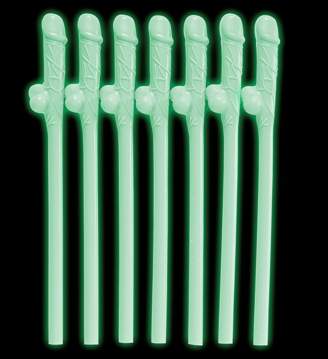 Set Of 6 Glow In The Dark Willy Sipping Straws