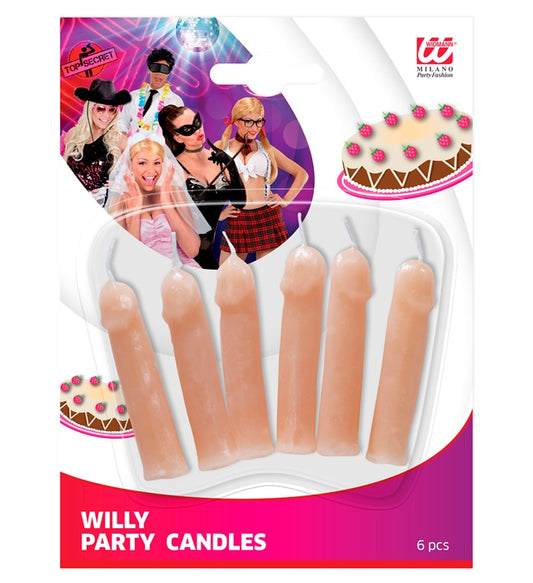 Set Of 6 Willy Party Candles