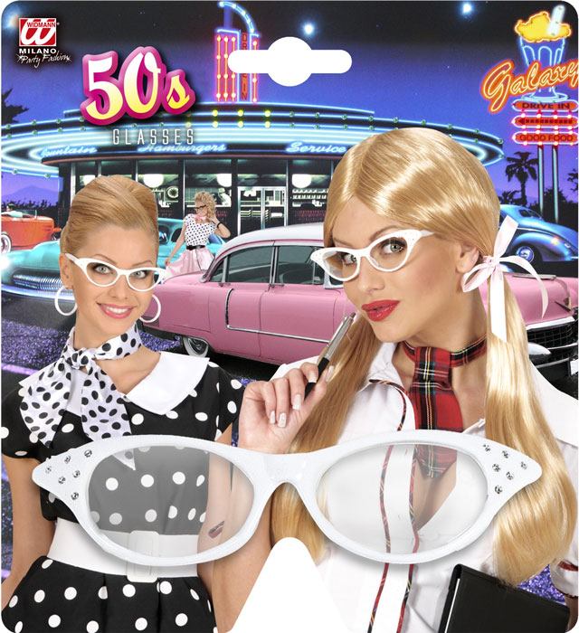 White 50S Glasses With Strass