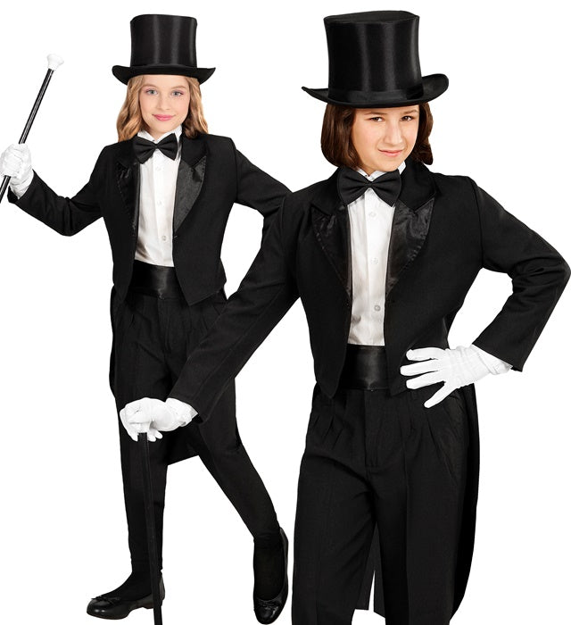 Children'S Black Tailcoat With Satin Collar