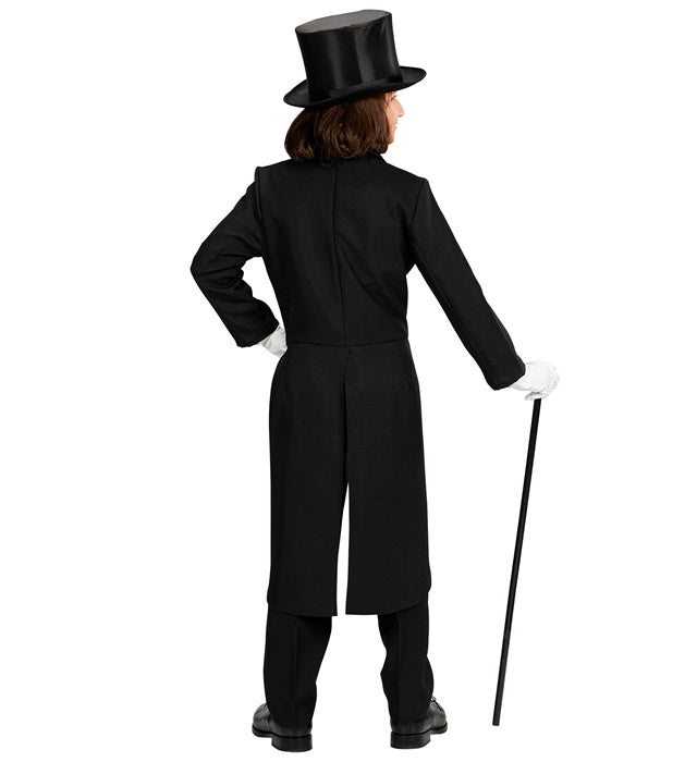 Children'S Black Tailcoat With Satin Collar
