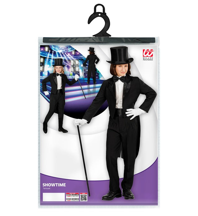 Children'S Black Tailcoat With Satin Collar