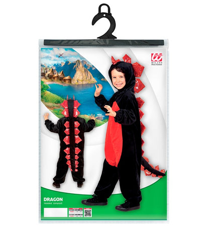 Plush Black Dinosaur  Hooded Jumpsuit 