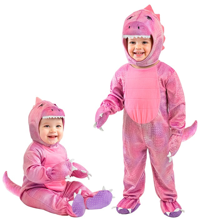 Pink Dinosaur  Jumpsuit, Hooded Mask 